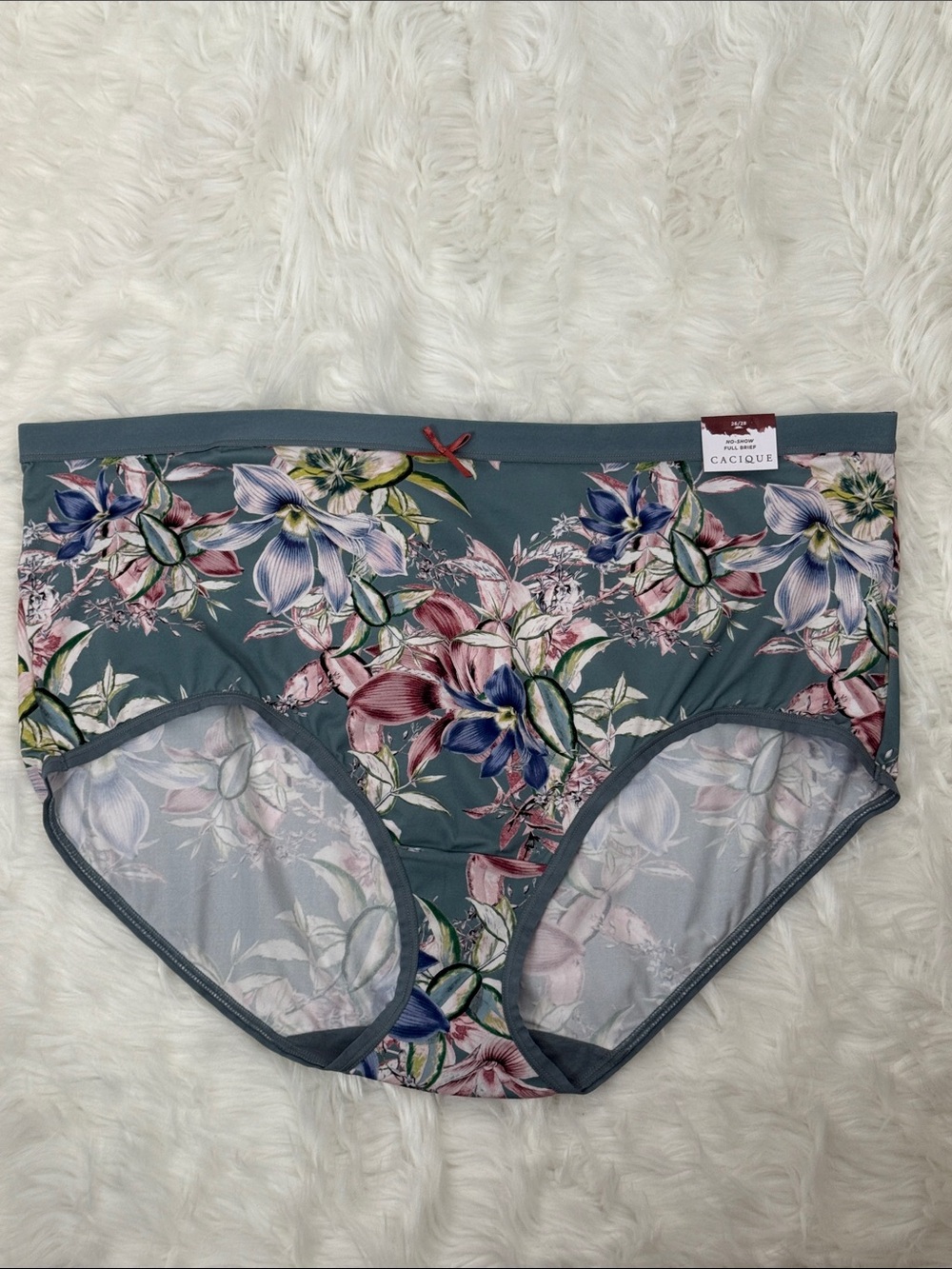 Women's Cacique No-Show Full Brief Plus Size Floral Size 26/28 NWT